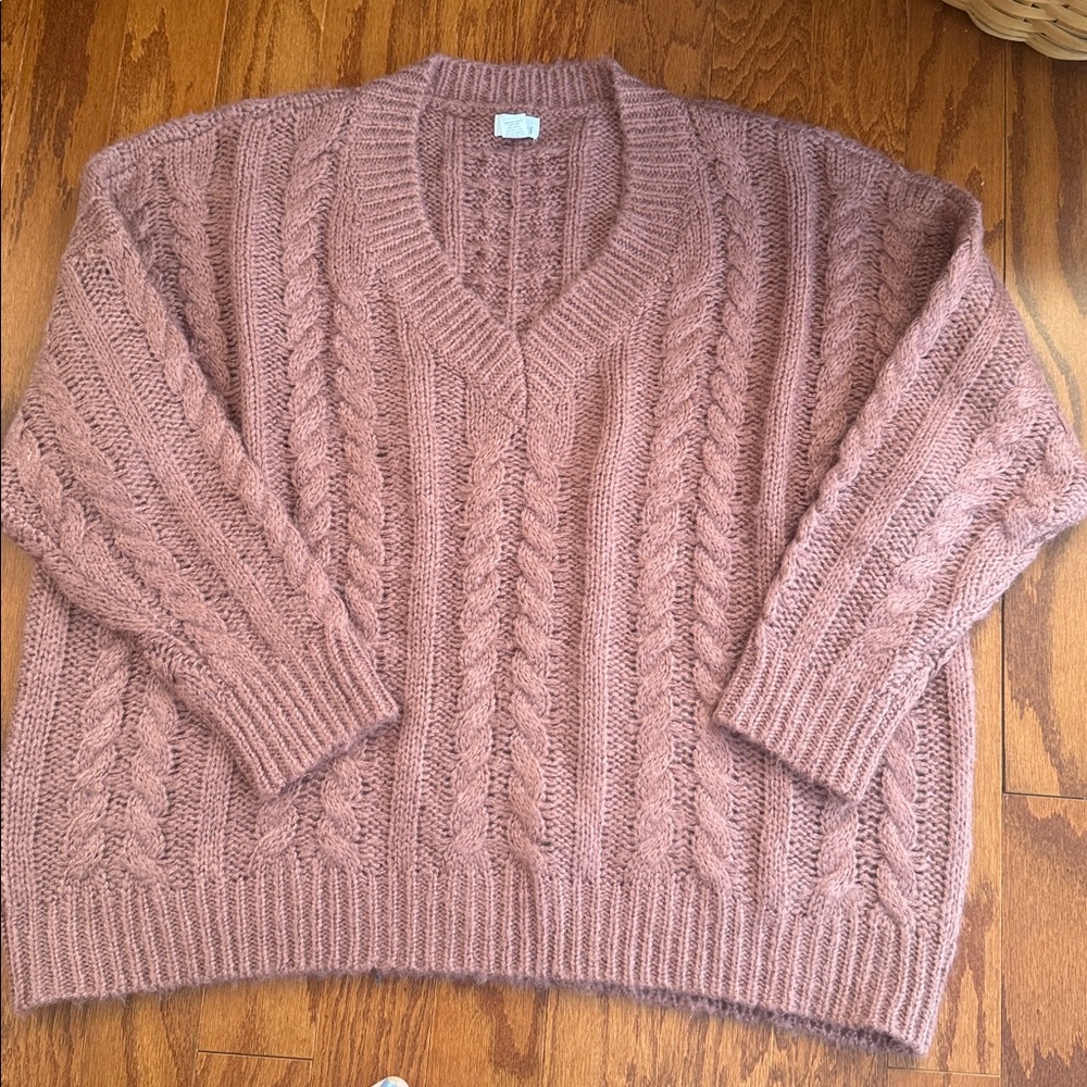 West of Melrose Dusty Rose Cableknit Sweater